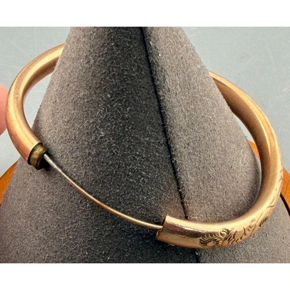 Vintage Gold Filled Bracelet Childs A & Z Engraved Bangle 1 5/8